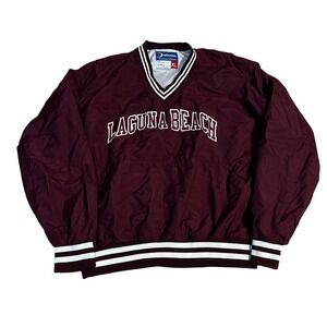 Boathouse Laguna Beach Pullover Windbreaker Jacket XL Burgundy V-Neck Athletic